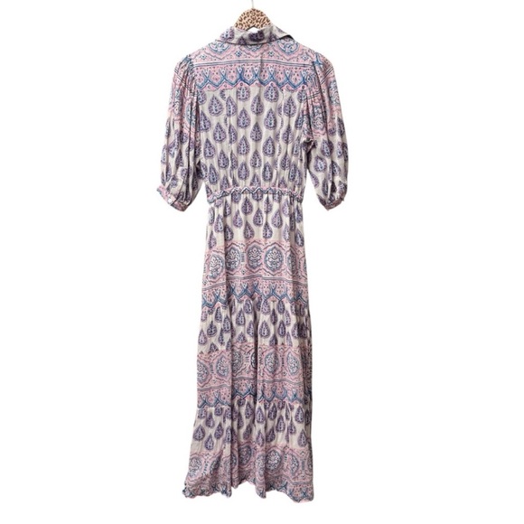 Bell by Alicia Bell Pink Blue Paisley Cotton and Silk Maxi Dress Small - Picture 3 of 12
